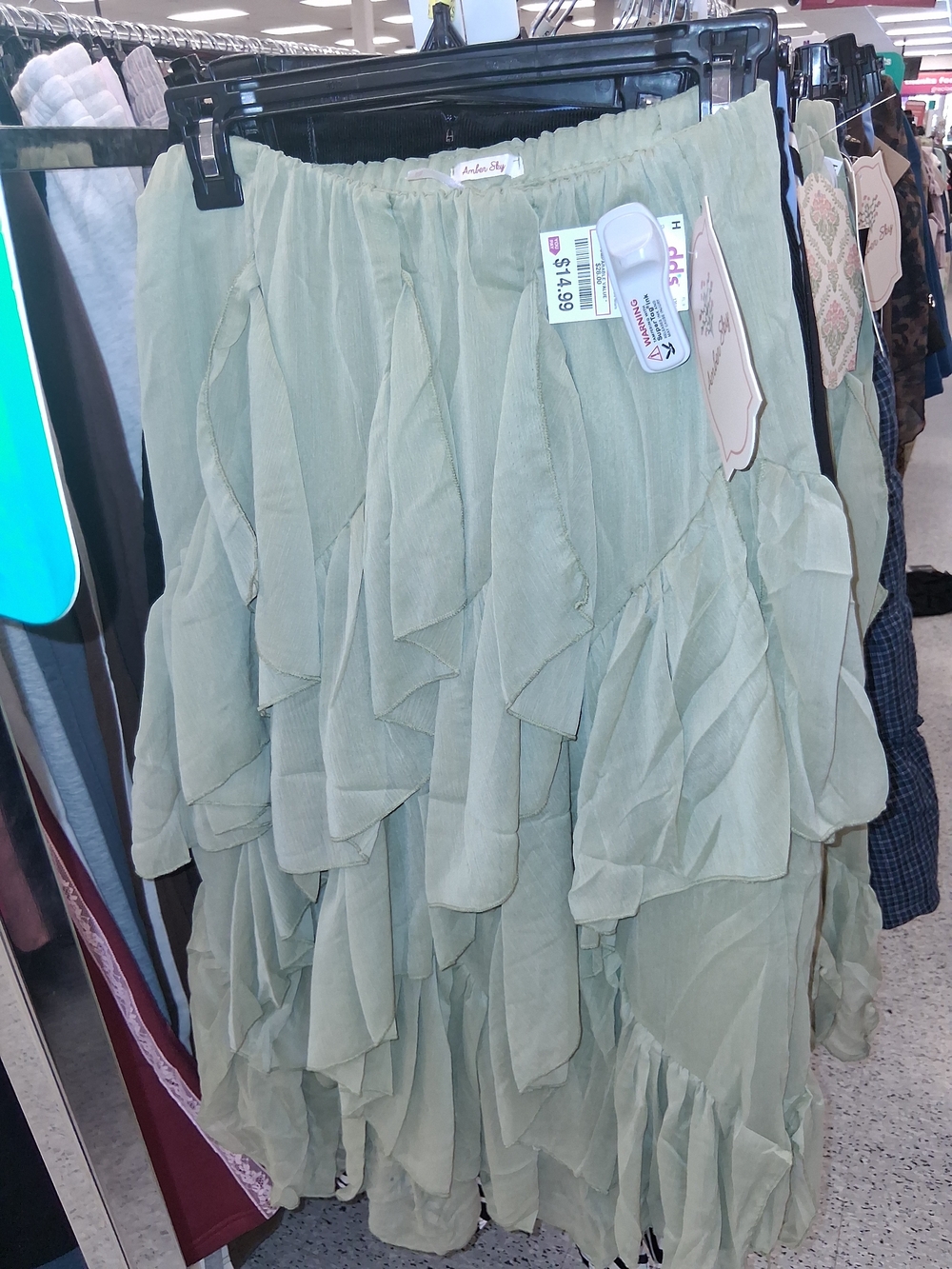 Women’s Mint Green Ruffled Tiered Maxi Skirt
